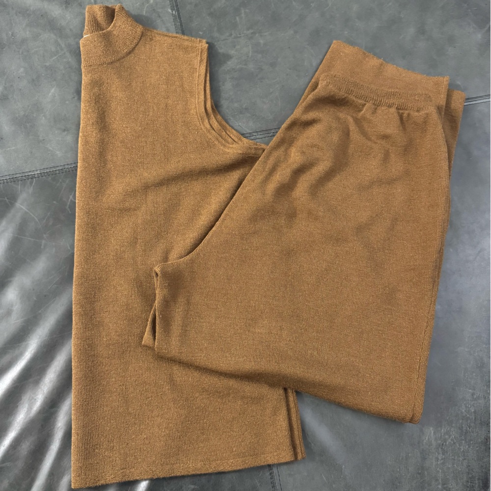 Cozy Brown Knit Sweater and Pants Set